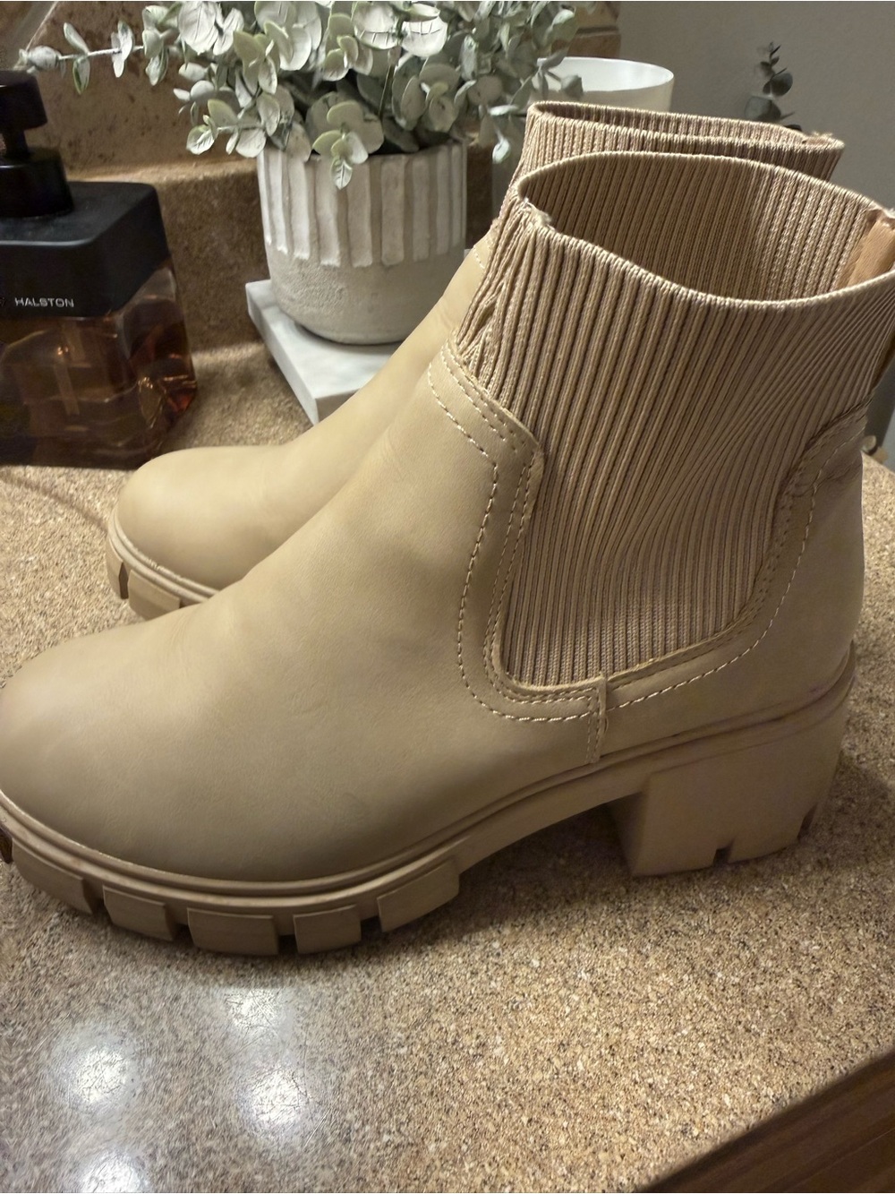 Madden Girl Chunky  Booties in Beige - Women's Ankle Boots